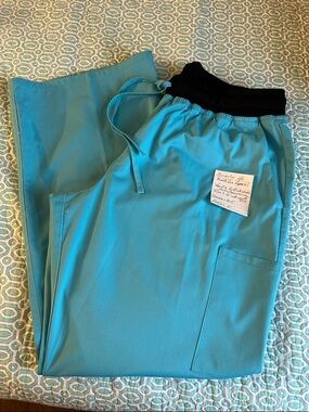 SCRUBSTAR Turquoise Healthcare Scrub Pants with Black Elastic Waistband